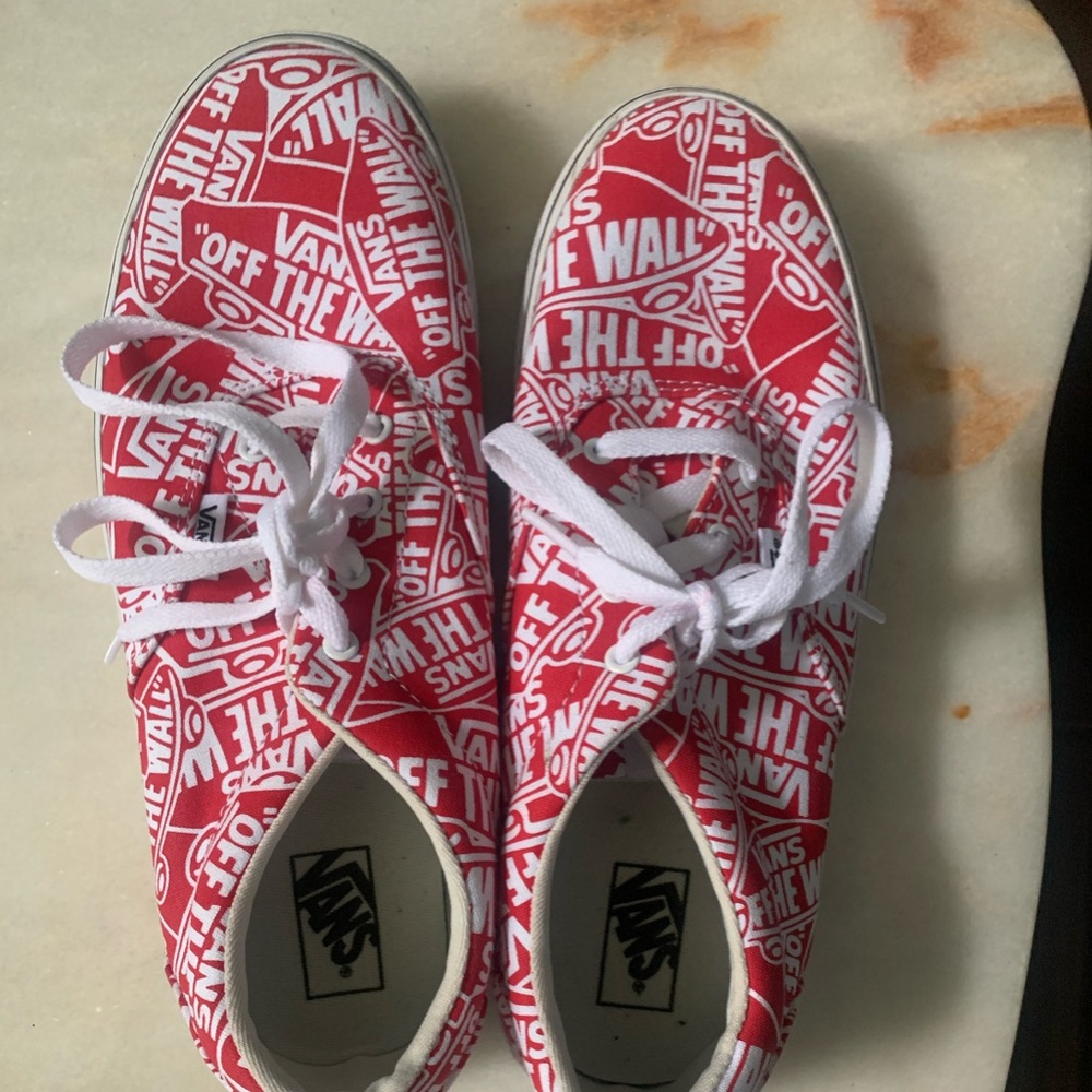 I am selling these cute red and white vans